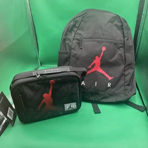 NEW Authentic Air Jordan Kid’s Lunch Box Bag Backpack Black Red School Girl Boys - Picture 1 of 10