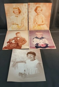 5 Retrato De Colección Años 70 Niños Pequeños Foto Profesional Color Sepia Niño Niña - Imagen 1 de 6