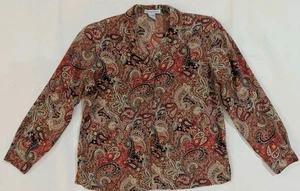 Vintage Notations in Herbstfarben Paisley Bluse mit Knopfleiste Damengröße Large - Bild 1 von 11