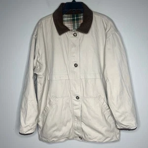 Cappotto vintage Brandon Thomas reversibile da fienile taglia L giacca lavoro velluto a coste colletto a quadri - Foto 1 di 12
