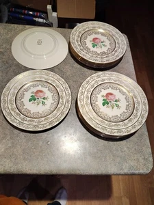 Vintage Laurelton Ware Fondeville New York Antique Rose Rare 10" Set- 12 Plates! - Picture 1 of 7