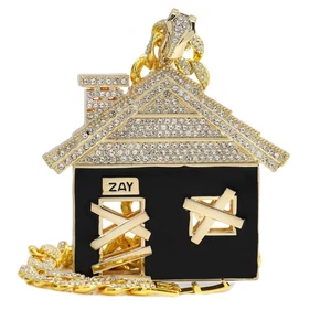 Casa Bando Traforo Ghiacciato Oro 14k e Tono Nero + Catena Cubana Oro Ghiacciato 24" - Foto 1 di 6