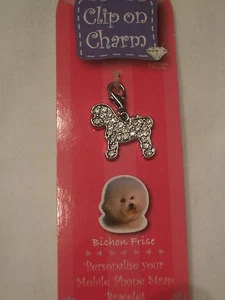 Pendentif - médaillon -  BICHON FRISE  strass blanc - Picture 1 of 1