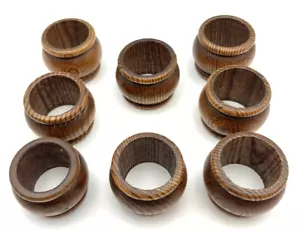 Set 8 anelli tovaglioli vintage legno metà secolo moderno set tavola vacanza - Foto 1 di 4