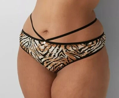 Panty Tanga Lane Bryant Estampado Animal Microfibra Tirantes Cerradura Talla Grande 18/20 Foto 1 de 4