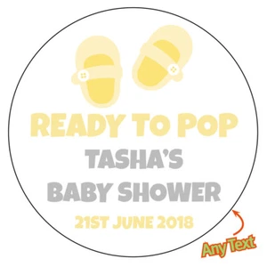 48 x READY TO POP Baby Shower Personalised Stickers Gender Party Bag Cone 547 - Picture 1 of 6