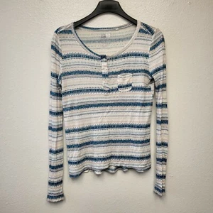 Nollie Longsleeve Shirt Womens S Blue Fair Isle Lightweight Stretch Pocket Top - Picture 1 of 12