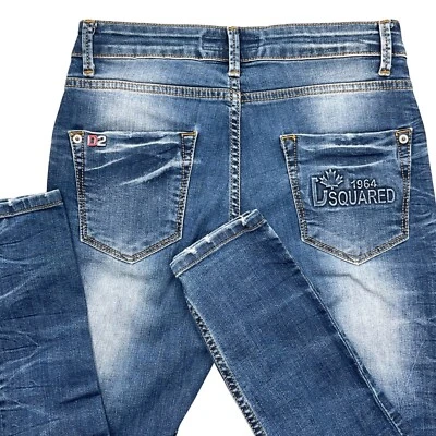 Dsquared2 Jeans Women 26 Blue Destroy Distress Y2K Denim Blue Button Fly Italy - Image 1 of 4