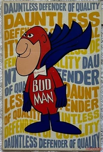 1970 "BUDMAN ""DAUNTLESS DEFENDER"" de calcomanía de calidad pegatina cerveza Budweiser" - Imagen 1 de 1