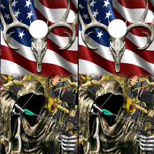 Paquete de 2 segadoras de moca camuflaje con envolturas de tablero de Cornhole bandera estadounidense borradora de oro - Imagen 1 de 2
