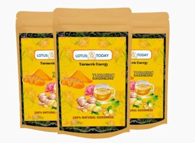 LOTUS TODAY Turmeric Tea, Herbal teas, Turmeric Ginger Black Pepper, Mix Herb Detox, Bagged