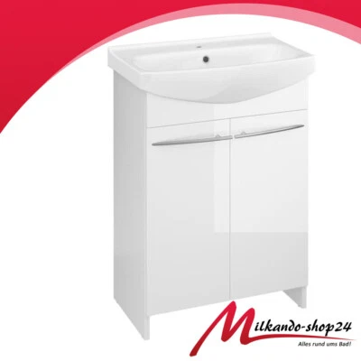 Badmöbel Waschbecken Keramik mit Unterschrank Waschtisch Schubladen Weiß 60 cm   - Bild 1 von 3