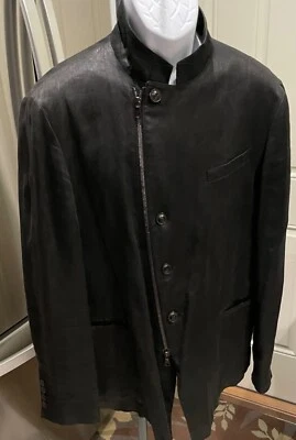 John Varvatos Linen Asymmetrical Jacket-Size US 40-Black - Image 1 of 4