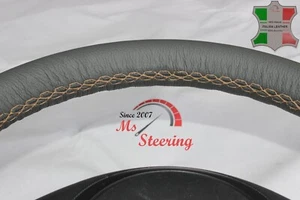 FOR ALFA ROMEO Giulietta Sprint 54-62 GREY LEATHER STEERING WHEEL COVER CLOSED - Picture 1 of 6