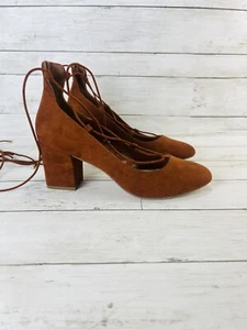 Athena Alexander Women's rust Ankle Tie Lace Up Block Heel Faux Suede Sz-9.5 - Picture 1 of 13