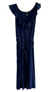 Vestido largo con volantes cuello redondo azul talla XS New York And Company para mujer hasta la rodilla - Imagen 1 de 5