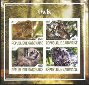 Mint stamps miniature sheet imperforate Fauna Birds Owls 2017 from Gabon avdpz - Picture 1 of 1