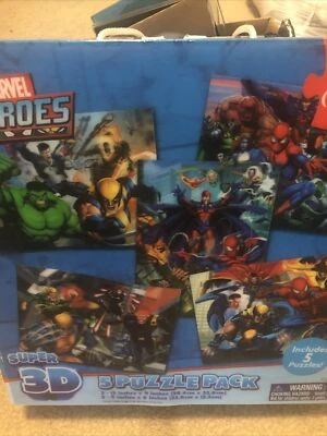 Marvel Heroes Super 3D 5 Puzzle Pack Cardinal #25505 ¡NUEVO EN CAJA 2012! Foto 1 de 3
