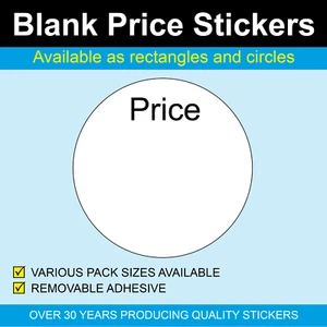 Circle Blank Price Stickers / Labels - A variety of sizes to choose from - Picture 1 of 11