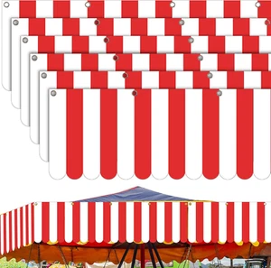 6 Pcs Carnival Tent Circus Hanging Decorations Banner Red White Striped Carnival - Picture 1 of 12