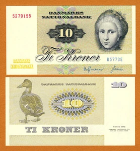 Denmark 10 Kroner 1977 Prefix B5 Pick-48g UNC - Picture 1 of 1