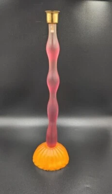 Candelabro Cónico Vintage Estilo Benazir 13.5" Base Rosa Amarillo Taza Latón *Leer Foto 1 de 4