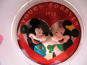 1-OZ.PURE SILVER 1988 MICKEY AND MINNI 1ST EDITION DISNEY'S YOURS FOREVER +GOLD - Picture 1 of 12