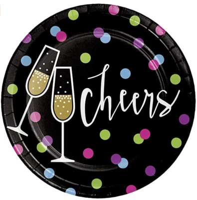 Creative Converting 324190 96-Count Sturdy Dessert Paper Plates New Year Cheers - Image 1 of 2