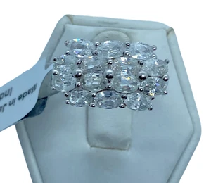 Singida Tanzanian Zircon 925 Silver Cluster Ring Size P-Q / 8 tcw 5.76cts - Picture 1 of 9