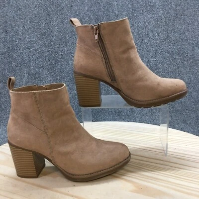 Sugar Boots Womens 7 Nectar Ankle Booties Beige Suede Casual Side Zip Heeled - Image 1 of 4