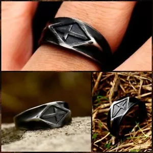 AU New Men's Matte Brushed Black Vintage Titanium Steel Black Cross Retro Ring - Picture 1 of 7
