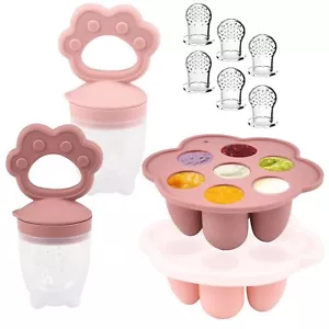 Silicone Baby Fruit Food Feeder & Freezer Tray Set Of 2 Infant Feeder Pacifiers - Picture 1 of 8
