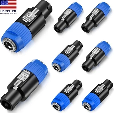 AUDIO2000'S 8PC For Speakon To 1/4 Adapter, Upgraded 1/4" Female To Male Connector USA NEW