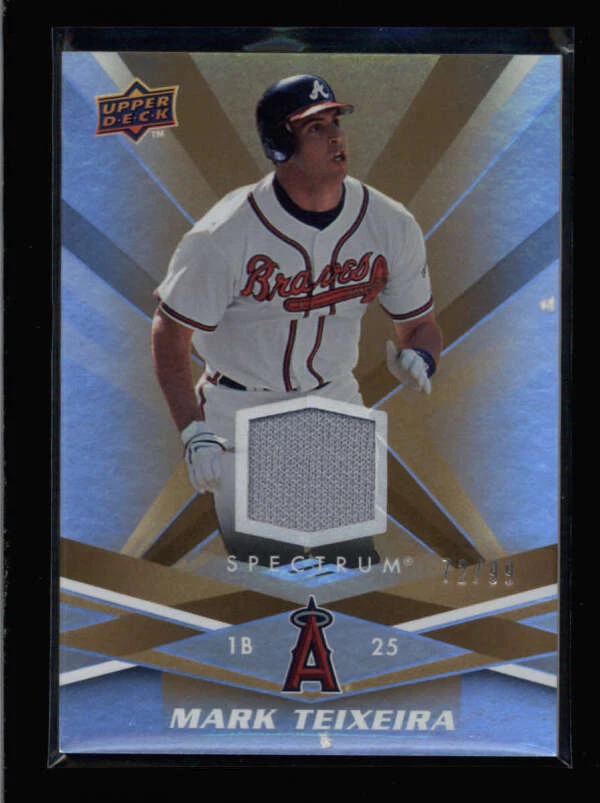 MARK TEIXEIRA 2009 UPPER DECK SPECTRUM GOLD GAME USED WORN JERSEY #72/99 AZ6803 - Image 1 of 1