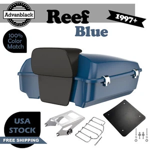 Advanblack Reef Blue Chopped Tour Pack Pak For Harley Street Road King Glide 97+ - Picture 1 of 20