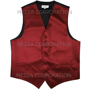 New Men's Tuxedo Vest Waistcoat Horizontal Stripes only prom formal Burgundy - Picture 1 of 2