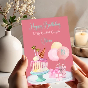 Tarjeta de cumpleaños personalizada hija, hermana, sobrina, 18 21 30 40 cualquier edad - Imagen 1 de 6