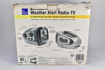 Weather Alert Radio Weather Channel Stormtracker TV LED Light Hand Crank Charger - Image 1 of 4