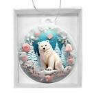Ornement de Noël acrylique ours polaire pastel rose et bleu