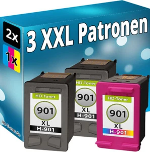 Set 3x REFILL DRUCKER PATRONEN KOMPATIBEL für HP 901 XL BLACK + COLOR - Bild 1 von 6