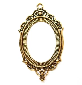 4 of 40x30mm Antique Gold Victorian Art Deco Beaded Scalloped Pendant Settings - Picture 1 of 13