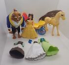 Disney Princess Beauty and Beast 3in Polly Pocket Carriage,Horse, Clothing Lot 