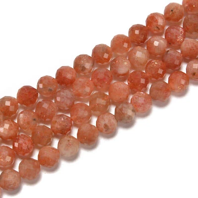 Natural Sunstone Faceted Round Beads Size 7mm 15.5'' Strand - Image 1 of 2