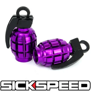 2 PURPLE ANODIZED GRENADE VALVE STEM CAP KIT/SET FOR MOTORCYCLE TIRES M2 - Bild 1 von 1