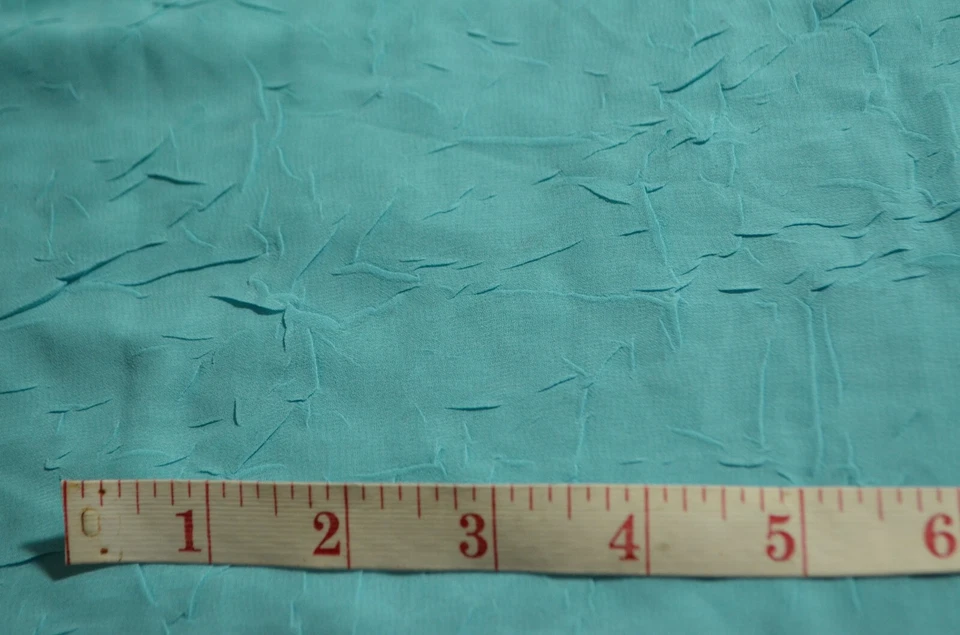 sheer, light turquoise, textured polyester chiffon  46" x 79" (2.19 yds) - Image 1 of 2