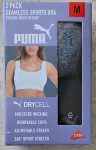 Puma 2er Pack Performance Square Neck Seamless Sport BH schwarz/grau Größe M - Bild 1 von 5