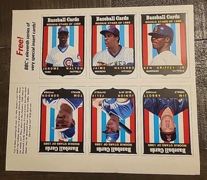 1989 Baseball Cards Magazine Uncut Sheet #61-66 Ken Griffey Jr 1989 RC BBC - Bild 1 von 12