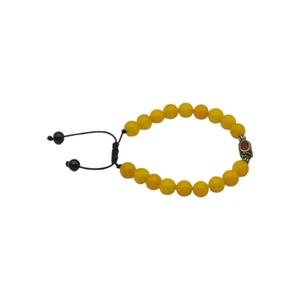 Yellow Stone Bracelet with Antique Tibetan Bead - Picture 1 of 2