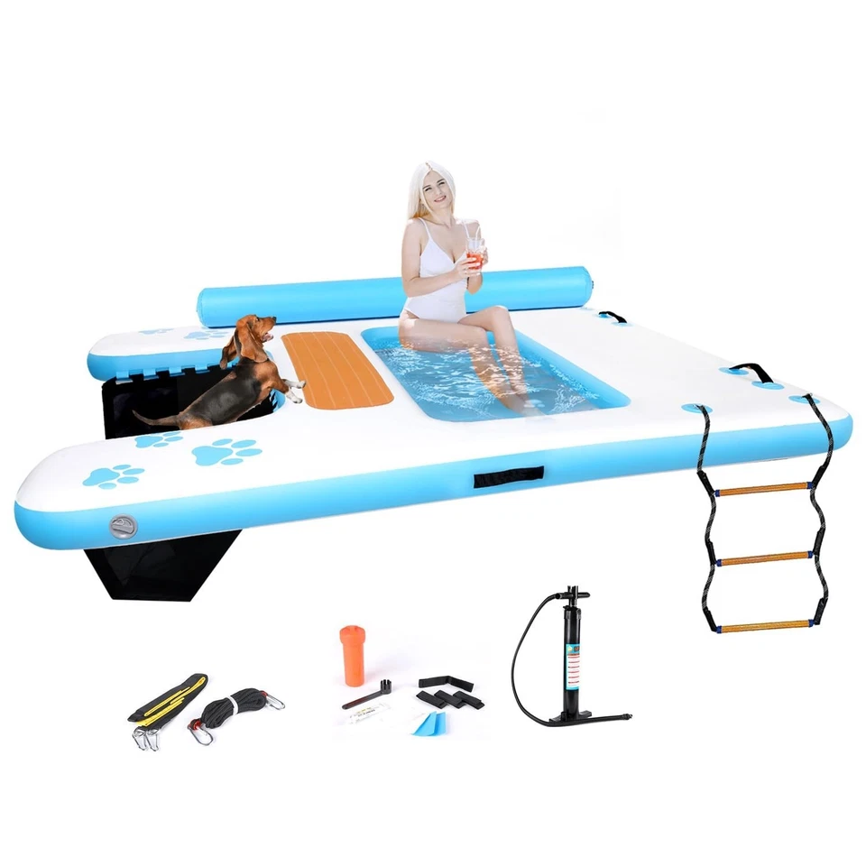 Inflatable Floating Dock with Dog Safety Ramps, Air Dock Platform - Image 1 of 4