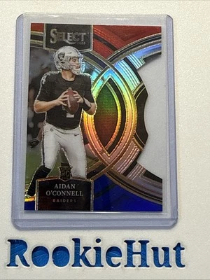 2023 Panini Select Aidan O'Connell #163  Raiders RC Red Blue Prizms Die Cuts - Image 1 of 2